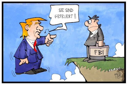 Cartoon: FBI (medium) by Kostas Koufogiorgos tagged karikatur,koufogiorgos,illustration,cartoon,fbi,trump,usa,entlassung,abgrund,gefeuert,karikatur,koufogiorgos,illustration,cartoon,fbi,trump,usa,entlassung,abgrund,gefeuert