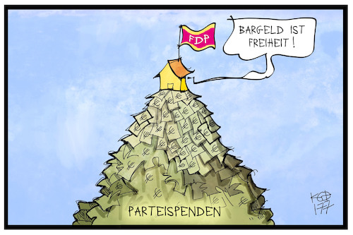 Cartoon: FDP-Parteispende (medium) by Kostas Koufogiorgos tagged karikatur,koufogiorgos,illustration,cartoon,parteispenden,geld,berg,bargeld,freiheit,liberale,partei,fdp,karikatur,koufogiorgos,illustration,cartoon,parteispenden,geld,berg,bargeld,freiheit,liberale,partei,fdp