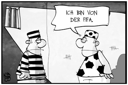 Cartoon: FIFA-Skandal (medium) by Kostas Koufogiorgos tagged karikatur,koufogiorgos,illustration,cartoon,fifa,fussball,verband,haft,gefängnis,korruption,sport,häftling,karikatur,koufogiorgos,illustration,cartoon,fifa,fussball,verband,haft,gefängnis,korruption,sport,häftling