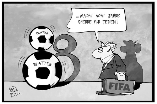 Cartoon: FIFA (medium) by Kostas Koufogiorgos tagged korruption,sperre,urteil,sport,weltverband,verband,fussball,acht,platini,blatter,fifa,cartoon,illustration,koufogiorgos,karikatur,karikatur,koufogiorgos,illustration,cartoon,fifa,blatter,platini,acht,fussball,verband,weltverband,sport,urteil,sperre,korruption