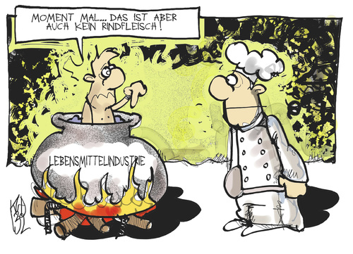 Cartoon: Fleischskandal (medium) by Kostas Koufogiorgos tagged fleisch,pferd,rind,koch,verbraucher,lebensmittel,essen,skandal,nahrungsmittel,karikatur,kostas,koufogiorgos,fleisch,pferd,rind,koch,verbraucher,lebensmittel,essen,skandal,nahrungsmittel,karikatur,kostas,koufogiorgos