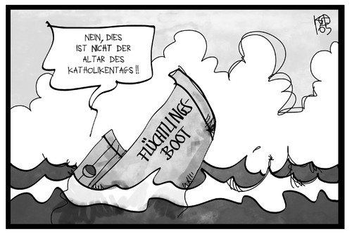 Cartoon: Flüchtlingsboot (medium) by Kostas Koufogiorgos tagged karikatur,koufogiorgos,illustration,cartoon,flüchtlingsboot,altar,unglück,katastrophe,christentum,meer,schiff,havarie,untergang,katholikentag,fronleichnam,karikatur,koufogiorgos,illustration,cartoon,flüchtlingsboot,altar,unglück,katastrophe,christentum,meer,schiff,havarie,untergang,katholikentag,fronleichnam