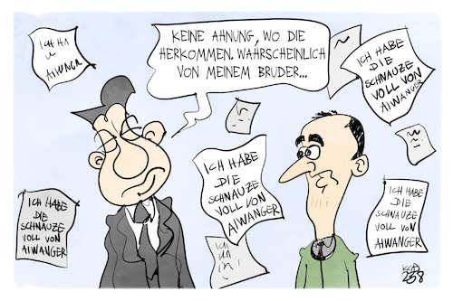 Cartoon: Flugblattaffäre (medium) by Kostas Koufogiorgos tagged karikatur,koufogiorgos,söder,aiwanger,flugblatt,bayern,karikatur,koufogiorgos,söder,aiwanger,flugblatt,bayern