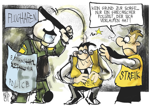 Cartoon: Flughafen-Streik (medium) by Kostas Koufogiorgos tagged athen,griechenland,demonstration,polizei,streik,flughafen,arbeit,arbeitskampf,karikatur,kostas,koufogiorgos,athen,griechenland,demonstration,polizei,streik,flughafen,arbeit,arbeitskampf,karikatur,kostas,koufogiorgos