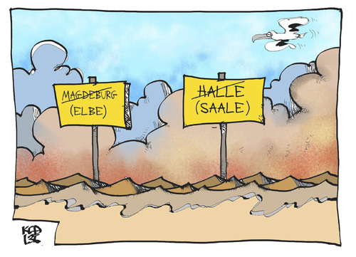 Cartoon: Flutkatastrophe (medium) by Kostas Koufogiorgos tagged flutkatastrophe,hochwasser,deutschland,halle,magdeburg,elbe,saale,fluss,karikatur,koufogiorgos,flutkatastrophe,hochwasser,deutschland,halle,magdeburg,elbe,saale,fluss,karikatur,koufogiorgos