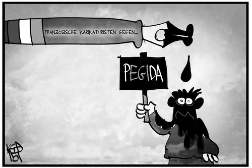 Cartoon: Frankreich gegen PEGIDA (medium) by Kostas Koufogiorgos tagged karikatur,koufogiorgos,illustration,cartoon,pegida,karikaturist,frankreich,demonstrant,füller,tinte,tusche,karikatur,koufogiorgos,illustration,cartoon,pegida,karikaturist,frankreich,demonstrant,füller,tinte,tusche