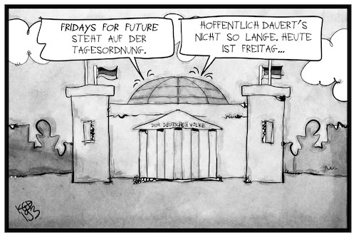 Cartoon: Fridays for Future (medium) by Kostas Koufogiorgos tagged karikatur,koufogiorgos,illustration,cartoon,freitag,friday,for,future,klimaschutz,demonstration,bundestag,reichstag,parlament,debatte,karikatur,koufogiorgos,illustration,cartoon,freitag,friday,for,future,klimaschutz,demonstration,bundestag,reichstag,parlament,debatte