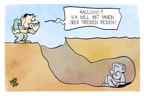 Cartoon: Friedensgespräche mit Putin (medium) by Kostas Koufogiorgos tagged karikatur,koufogiorgos,frieden,putin,selenskyj,ukraine,russland,versteck,karikatur,koufogiorgos,frieden,putin,selenskyj,ukraine,russland,versteck