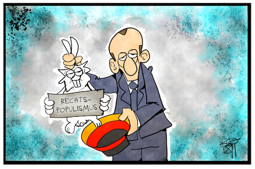 Cartoon: Friedrich Merz (medium) by Kostas Koufogiorgos tagged karikatur,koufogiorgos,illustration,cartoon,merz,zauberer,kaninchen,hut,populismus,karikatur,koufogiorgos,illustration,cartoon,merz,zauberer,kaninchen,hut,populismus