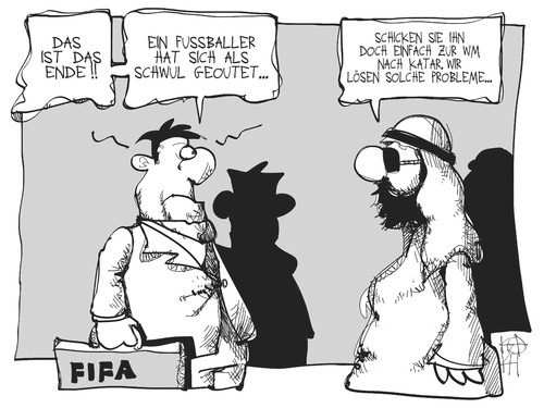 Cartoon: Fußball-WM in Katar (medium) by Kostas Koufogiorgos tagged homosexualität,fussball,katar,wm,fifa,schwul,weltmeisterschaft,sport,karikatur,koufogiorgos,homosexualität,fussball,katar,wm,fifa,schwul,weltmeisterschaft,sport,karikatur,koufogiorgos