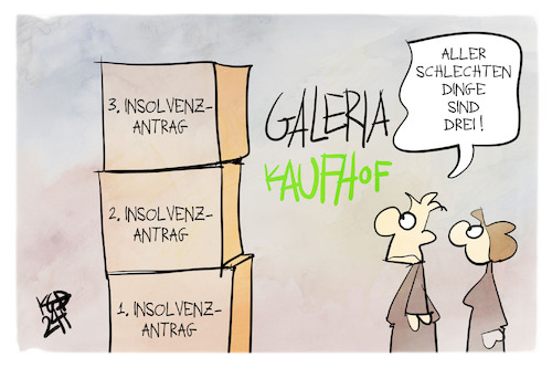 Cartoon: Galeria-Insolvenz (medium) by Kostas Koufogiorgos tagged karikatur,koufogiorgos,galeria,kaufhof,insolvenz,paket,pleite,wirtschaft,einzelhandel,karikatur,koufogiorgos,galeria,kaufhof,insolvenz,paket,pleite,wirtschaft,einzelhandel