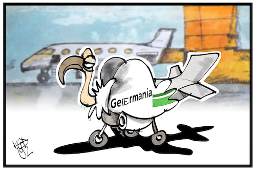 Cartoon: Germania-Pleite (medium) by Kostas Koufogiorgos tagged karikatur,koufogiorgos,illustration,cartoon,germania,airline,fluggesellschaft,geiermania,geier,vogel,pleite,luftfahrt,verkehr,tourismus,reise,wirtschaft,karikatur,koufogiorgos,illustration,cartoon,germania,airline,fluggesellschaft,geiermania,geier,vogel,pleite,luftfahrt,verkehr,tourismus,reise,wirtschaft