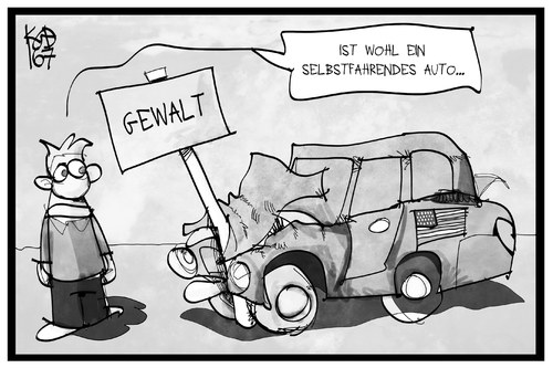 Cartoon: Gewalt in den USA (medium) by Kostas Koufogiorgos tagged karikatur,koufogiorgos,illustration,cartoon,auto,selbstfahrend,tesla,unfall,gewalt,polizei,unruhen,crash,mobilität,karikatur,koufogiorgos,illustration,cartoon,auto,selbstfahrend,tesla,unfall,gewalt,polizei,unruhen,crash,mobilität