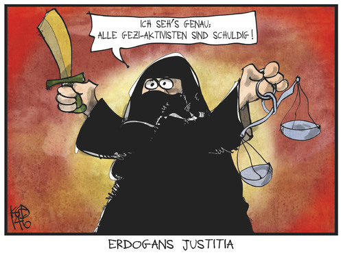 Cartoon: Gezi-Prozess (medium) by Kostas Koufogiorgos tagged karikatur,koufogiorgos,cartoon,illustration,gezi,istanbul,türkei,justitia,gerechtigkeit,gericht,justiz,urteil,aktivist,politik,korruption,schwert,waage,blind,karikatur,koufogiorgos,cartoon,illustration,gezi,istanbul,türkei,justitia,gerechtigkeit,gericht,justiz,urteil,aktivist,politik,korruption,schwert,waage,blind