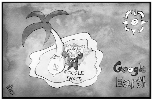 Cartoon: Google Taxes (medium) by Kostas Koufogiorgos tagged karikatur,koufogiorgos,illustration,cartoon,google,earth,paradies,insel,steuern,wirtschaft,geld,unternehmen,software,alphabet,karikatur,koufogiorgos,illustration,cartoon,google,earth,paradies,insel,steuern,wirtschaft,geld,unternehmen,software,alphabet