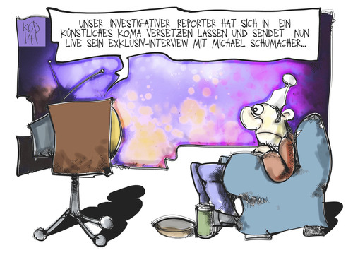 Cartoon: Grenzenloser Journalismus (medium) by Kostas Koufogiorgos tagged journalismus,schumacher,reporter,sport,medien,presse,karikatur,koufogiorgos,journalismus,schumacher,reporter,sport,medien,presse,karikatur,koufogiorgos