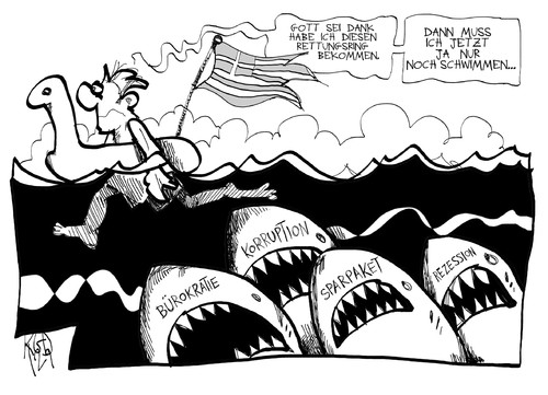 Cartoon: Griechenland-Rettung (medium) by Kostas Koufogiorgos tagged griechenland,rettung,europa,euro,schulden,krise,hai,sparpaket,troika,karikatur,kostas,koufogiorgos,griechenland,rettung,europa,euro,schulden,krise,hai,sparpaket,troika,karikatur,kostas,koufogiorgos