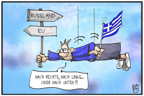 Cartoon: Griechenland (medium) by Kostas Koufogiorgos tagged karikatur,koufogiorgos,illustration,cartoon,griechenland,weg,wegweiser,eu,europa,russland,fall,sturz,absturz,krise,karikatur,koufogiorgos,illustration,cartoon,griechenland,weg,wegweiser,eu,europa,russland,fall,sturz,absturz,krise