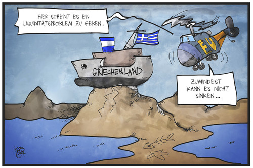 Cartoon: Griechenland (medium) by Kostas Koufogiorgos tagged karikatur,koufogiorgos,illustration,cartoon,griechenland,schiff,liquidität,flüssig,wirtschaft,meer,trocken,ertrinken,berg,europa,rettung,hubschrauber,hilfe,politik,karikatur,koufogiorgos,illustration,cartoon,griechenland,schiff,liquidität,flüssig,wirtschaft,meer,trocken,ertrinken,berg,europa,rettung,hubschrauber,hilfe,politik