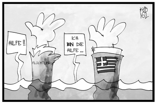 Cartoon: Griechenland hilft (medium) by Kostas Koufogiorgos tagged karikatur,koufogiorgos,illustration,cartoon,griechenland,hilfe,flüchtling,meer,ertrinken,ägäis,rettung,flüchtlingspolitik,europa,karikatur,koufogiorgos,illustration,cartoon,griechenland,hilfe,flüchtling,meer,ertrinken,ägäis,rettung,flüchtlingspolitik,europa