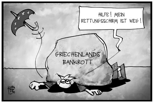 Cartoon: Griechenlands Bankrott (medium) by Kostas Koufogiorgos tagged karikatur,koufogiorgos,illustration,cartoon,griechenland,bankrott,schuldenkrise,europa,rettungsschirm,schutzschirm,last,stein,grieche,politik,karikatur,koufogiorgos,illustration,cartoon,griechenland,bankrott,schuldenkrise,europa,rettungsschirm,schutzschirm,last,stein,grieche,politik