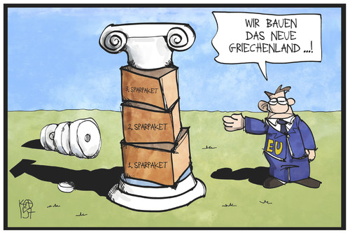 Cartoon: Griechenlands Wiederaufbau (medium) by Kostas Koufogiorgos tagged karikatur,koufogiorgos,illustration,cartoon,griechenland,ruine,säule,antike,wiederaufbau,europa,sparpaket,memorandum,eu,geld,schuldenkrise,ionisch,tempel,karikatur,koufogiorgos,illustration,cartoon,griechenland,ruine,säule,antike,wiederaufbau,europa,sparpaket,memorandum,eu,geld,schuldenkrise,ionisch,tempel