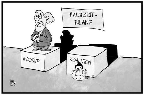 Cartoon: GroKo-Bilanz (medium) by Kostas Koufogiorgos tagged karikatur,koufogiorgos,illustration,cartoon,groko,regierung,koalition,merkel,gabriel,podest,last,oben,unten,politik,spd,cdu,karikatur,koufogiorgos,illustration,cartoon,groko,regierung,koalition,merkel,gabriel,podest,last,oben,unten,politik,spd,cdu