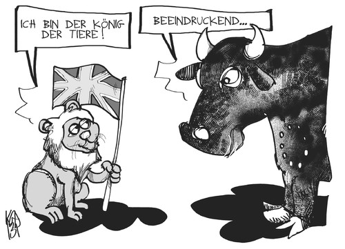 Cartoon: Großbritannien und Europa (medium) by Kostas Koufogiorgos tagged großbritannien,england,europa,stier,löwe,könig,eu,karikatur,kostas,koufogiorgos,großbritannien,england,europa,stier,löwe,könig,eu,karikatur,kostas,koufogiorgos