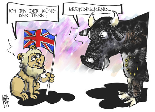 Cartoon: Großbritannien und Europa (medium) by Kostas Koufogiorgos tagged großbritannien,england,europa,stier,löwe,könig,eu,karikatur,kostas,koufogiorgos,großbritannien,england,europa,stier,löwe,könig,eu,karikatur,kostas,koufogiorgos