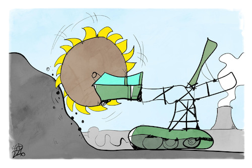 Cartoon: Grüne Energie (medium) by Kostas Koufogiorgos tagged karikatur,koufogiorgos,kohle,die,grünen,energie,kohlekraft,sonnenblume,karikatur,koufogiorgos,kohle,die,grünen,energie,kohlekraft,sonnenblume