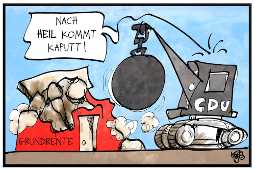 Cartoon: Grundrente (medium) by Kostas Koufogiorgos tagged karikatur,koufogiorgos,illustration,cartoon,grundrente,heil,kaputt,cdu,spd,streit,abrissbirne,soziales,altersarmut,abriss,zerstörung,karikatur,koufogiorgos,illustration,cartoon,grundrente,heil,kaputt,cdu,spd,streit,abrissbirne,soziales,altersarmut,abriss,zerstörung