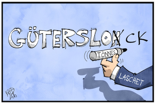 Cartoon: Güterslock (medium) by Kostas Koufogiorgos tagged karikatur,koufogiorgos,illustration,cartoon,gütersloh,lockdown,toennies,nrw,laschet,corona,pandemie,karikatur,koufogiorgos,illustration,cartoon,gütersloh,lockdown,toennies,nrw,laschet,corona,pandemie