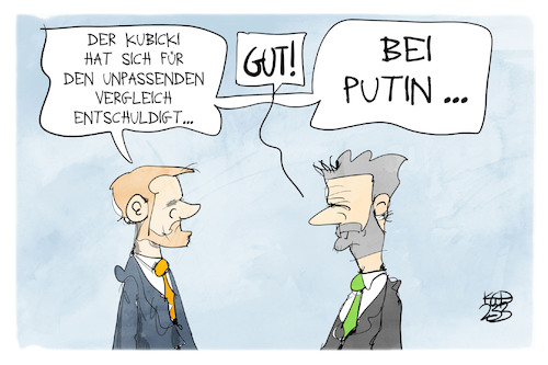 Cartoon: Habeck und Kubicki (medium) by Kostas Koufogiorgos tagged karikatur,koufogiorgos,putin,habeck,fdp,gruene,karikatur,koufogiorgos,putin,habeck,fdp,gruene