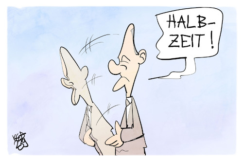 Cartoon: Halbzeit für Scholz (medium) by Kostas Koufogiorgos tagged karikatur,koufogiorgos,halbzeit,regierung,ampel,scholz,karikatur,koufogiorgos,halbzeit,regierung,ampel,scholz