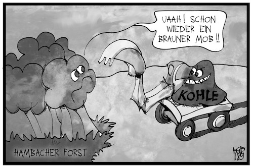 Cartoon: Hambacher Forst (medium) by Kostas Koufogiorgos tagged karikatur,koufogiorgos,illustration,cartoon,rwe,hambacher,forst,baum,rodung,besetzung,braunkohle,energie,mob,braun,kohleabbau,wirtschaft,umwelt,karikatur,koufogiorgos,illustration,cartoon,rwe,hambacher,forst,baum,rodung,besetzung,braunkohle,energie,mob,braun,kohleabbau,wirtschaft,umwelt