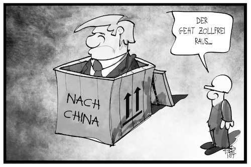 Cartoon: Handelsstreit (medium) by Kostas Koufogiorgos tagged karikatur,koufogiorgos,illustration,cartoon,china,usa,trump,zoll,strafzoll,zollfrei,versand,paket,wirtschaft,transport,rxport,importhandelskrieg,handelsstreit,karikatur,koufogiorgos,illustration,cartoon,china,usa,trump,zoll,strafzoll,zollfrei,versand,paket,wirtschaft,transport,rxport,importhandelskrieg,handelsstreit