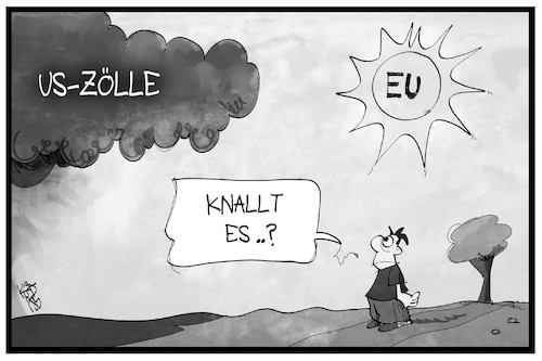 Cartoon: Handelsstreit (medium) by Kostas Koufogiorgos tagged karikatur,koufogiorgos,illustration,cartoon,zoll,handelsstreit,usa,eu,sonne,wolken,gewitter,wirtschaft,handel,handelskrieg,karikatur,koufogiorgos,illustration,cartoon,zoll,handelsstreit,usa,eu,sonne,wolken,gewitter,wirtschaft,handel,handelskrieg