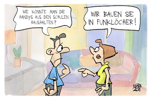 Cartoon: Handyverbot (medium) by Kostas Koufogiorgos tagged karikatur,koufogiorgos,handy,smartphone,funkloch,medien,digital,karikatur,koufogiorgos,handy,smartphone,funkloch,medien,digital