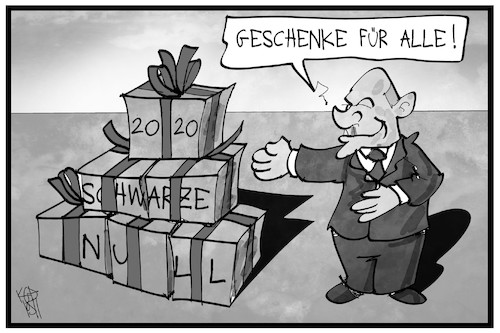 Cartoon: Haushalt 2020 (medium) by Kostas Koufogiorgos tagged karikatur,koufogiorgos,illustration,cartoon,haushalt,geld,budget,scholz,paket,geschenk,haushaltsdebatte,karikatur,koufogiorgos,illustration,cartoon,haushalt,geld,budget,scholz,paket,geschenk,haushaltsdebatte