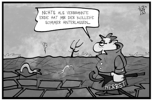 Cartoon: Herbstbeginn (medium) by Kostas Koufogiorgos tagged karikatur,koufogiorgos,illustration,cartoon,sommer,herbst,herbstanfang,wetter,hitze,dürre,hitzewelle,klima,karikatur,koufogiorgos,illustration,cartoon,sommer,herbst,herbstanfang,wetter,hitze,dürre,hitzewelle,klima