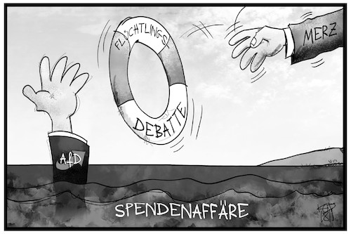 Cartoon: Hilfe für die AfD (medium) by Kostas Koufogiorgos tagged koufogiorgos,illustration,cartoon,karikatur,afd,merz,rettungsring,flüchtlingsdebatte,rettung,ertrinken,untergang,populismus,demokratie,politik,koufogiorgos,illustration,cartoon,karikatur,afd,merz,rettungsring,flüchtlingsdebatte,rettung,ertrinken,untergang,populismus,demokratie,politik