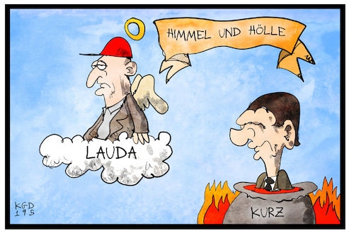 Cartoon: Himmel und Hölle in Österreich (medium) by Kostas Koufogiorgos tagged karikatur,koufogiorgos,illustration,cartoon,niki,lauda,sport,rennsport,motorsport,formel,legende,himmel,koelle,kurz,bundeskanzler,kochtopf,regierungskrise,videogate,strache,oesterreich,karikatur,koufogiorgos,illustration,cartoon,niki,lauda,sport,rennsport,motorsport,formel,legende,himmel,koelle,kurz,bundeskanzler,kochtopf,regierungskrise,videogate,strache,oesterreich