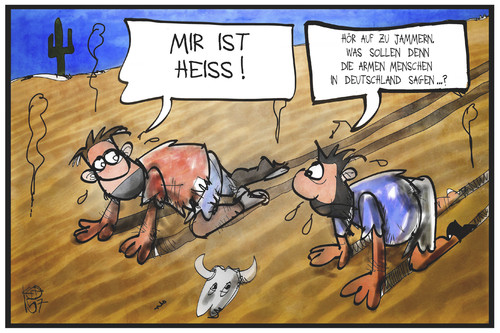 Cartoon: Hitzewelle (medium) by Kostas Koufogiorgos tagged karikatur,koufogiorgos,illustration,cartoon,hitzewelle,wüste,klima,wetter,deutschland,hoch,annelie,sommer,temperatur,karikatur,koufogiorgos,illustration,cartoon,hitzewelle,wüste,klima,wetter,deutschland,hoch,annelie,sommer,temperatur