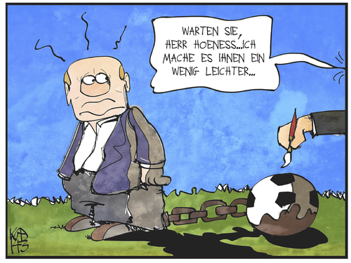 Cartoon: Hoeneß-Urteil (medium) by Kostas Koufogiorgos tagged illustration,cartoon,karikatur,koufogiorgos,hoeness,fussball,gefängnis,haft,bayern,sport,häftling,illustration,cartoon,karikatur,koufogiorgos,hoeness,fussball,gefängnis,haft,bayern,sport,häftling