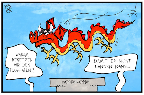 Cartoon: Hongkong (medium) by Kostas Koufogiorgos tagged karikatur,koufogiorgos,illustration,cartoon,demonstration,protest,hongkong,drache,china,flughafen,blockade,karikatur,koufogiorgos,illustration,cartoon,demonstration,protest,hongkong,drache,china,flughafen,blockade