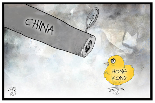 Cartoon: Hongkong (medium) by Kostas Koufogiorgos tagged karikatur,koufogiorgos,illustration,cartoon,hongkong,kanone,spatz,protest,gewalt,karikatur,koufogiorgos,illustration,cartoon,hongkong,kanone,spatz,protest,gewalt