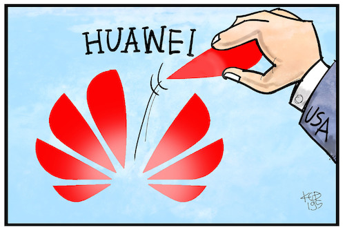 Cartoon: Huawei (medium) by Kostas Koufogiorgos tagged karikatur,koufogiorgos,illustration,cartoon,huawei,handy,smartphone,trump,usa,technik,karikatur,koufogiorgos,illustration,cartoon,huawei,handy,smartphone,trump,usa,technik