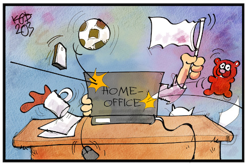 Cartoon: Im Homeoffice (medium) by Kostas Koufogiorgos tagged karikatur,koufogiorgos,illustration,cartoon,homeoffice,kapitualtion,stress,familie,arbeit,heimarbeit,quarantäne,telearbeit,chaos,karikatur,koufogiorgos,illustration,cartoon,homeoffice,kapitualtion,stress,familie,arbeit,heimarbeit,quarantäne,telearbeit,chaos