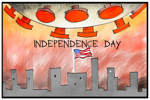 Cartoon: Independence Day (medium) by Kostas Koufogiorgos tagged karikatur,koufogiorgos,illustration,cartoon,independence,day,unabhängigkeitstag,4th,july,usa,pandemie,virus,karikatur,koufogiorgos,illustration,cartoon,independence,day,unabhängigkeitstag,4th,july,usa,pandemie,virus