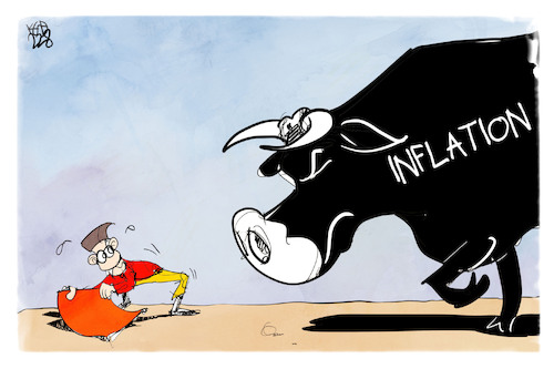 Cartoon: Inflation (medium) by Kostas Koufogiorgos tagged karikatur,koufogiorgos,inflation,stier,torrero,stierkampf,geld,teuerung,karikatur,koufogiorgos,inflation,stier,torrero,stierkampf,geld,teuerung